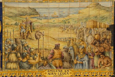 Alkoven mit gefliester Darstellung von Alicante, Plaza Espana, Sevilla, Spanien von Unknown